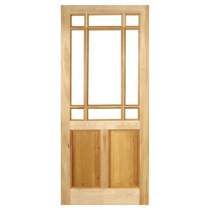 HOLZTEK - Puerta Vidriada Sin Vidrio Madera pino oregón 95x210 cm Rinihue 160 Natural