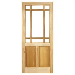 HOLZTEK - Puerta Vidriada Sin Vidrio Madera pino oregón 100x220 cm Rinihue 160 Natural