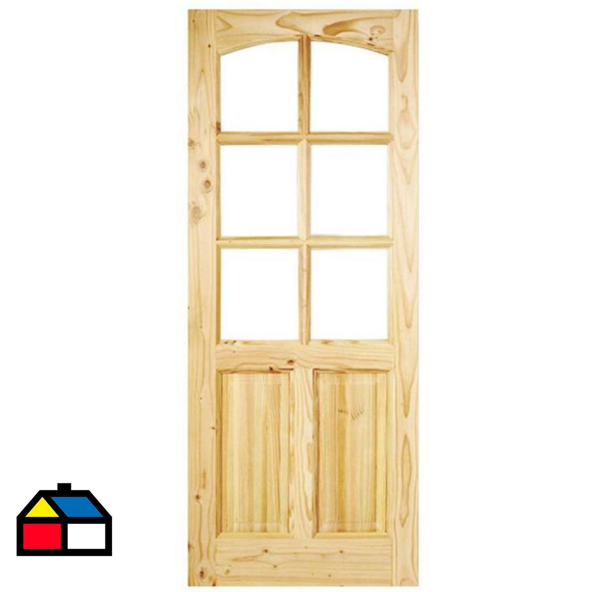 HOLZTEK - Puerta Vidriada Sin Vidrio Madera pino oregón 75x200 cm Rinihue 161 Natural
