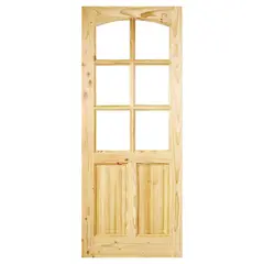HOLZTEK - Puerta Vidriada Sin Vidrio Madera pino oregón 80x210 cm Rinihue 161 Natural