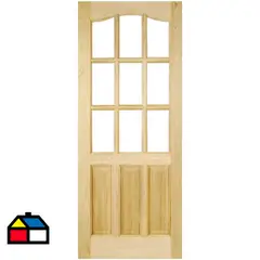 HOLZTEK - Puerta Vidriada Sin Vidrio Madera pino oregón 80x200 cm Rinihue 162 Natural