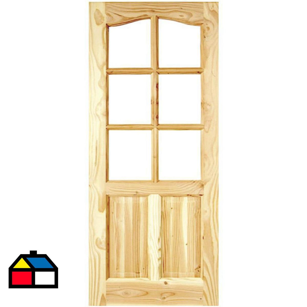HOLZTEK - Puerta Vidriada Sin Vidrio Madera pino oregón 80x200 cm Rinihue 163 Natural