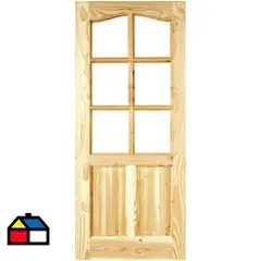 HOLZTEK - Puerta Vidriada Sin Vidrio Madera pino oregón 85x200 cm Rinihue 163 Natural
