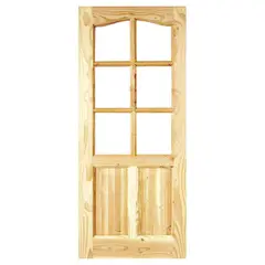 HOLZTEK - Puerta Vidriada Sin Vidrio Madera pino oregón 80x200 cm Rinihue 163 Natural