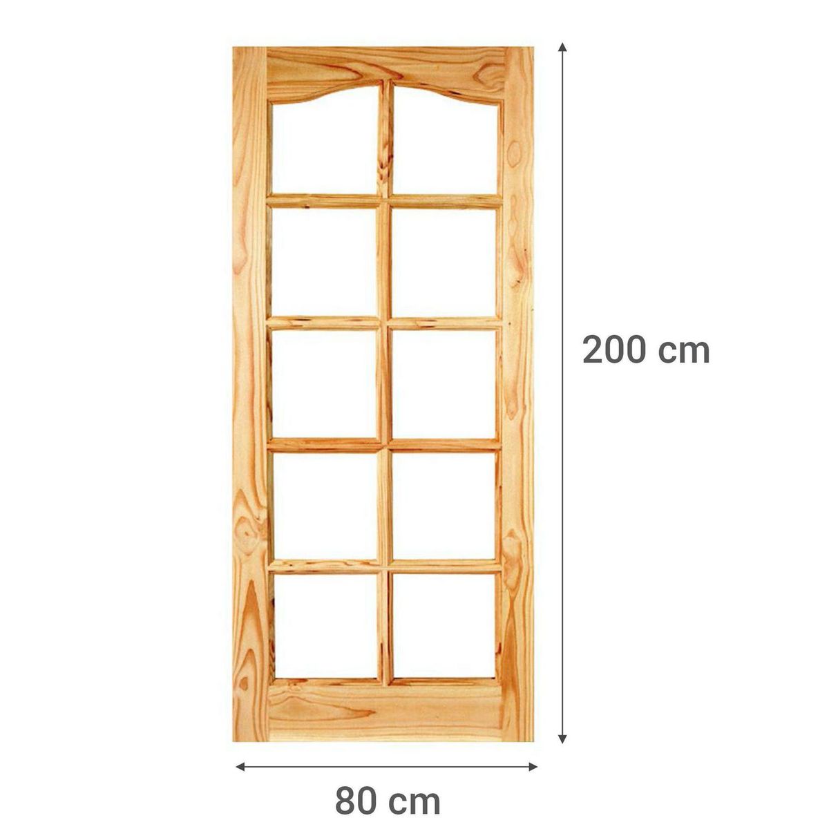 HOLZTEK - Puerta Vidriada Sin Vidrio Madera pino oregón 80x200 cm Rinihue 165 Natural