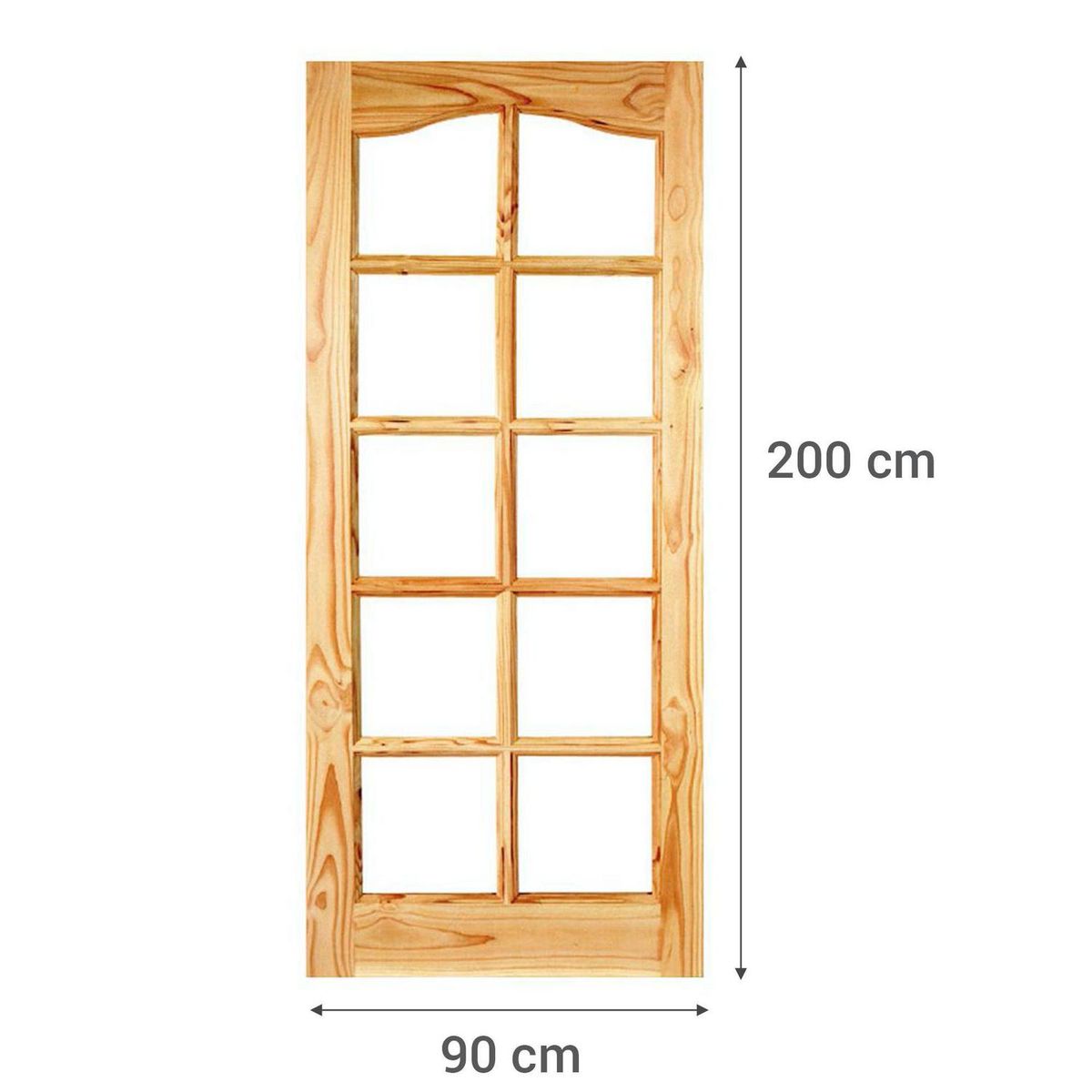 HOLZTEK - Puerta Vidriada Sin Vidrio Madera pino oregón 90x200 cm Rinihue 165 Natural