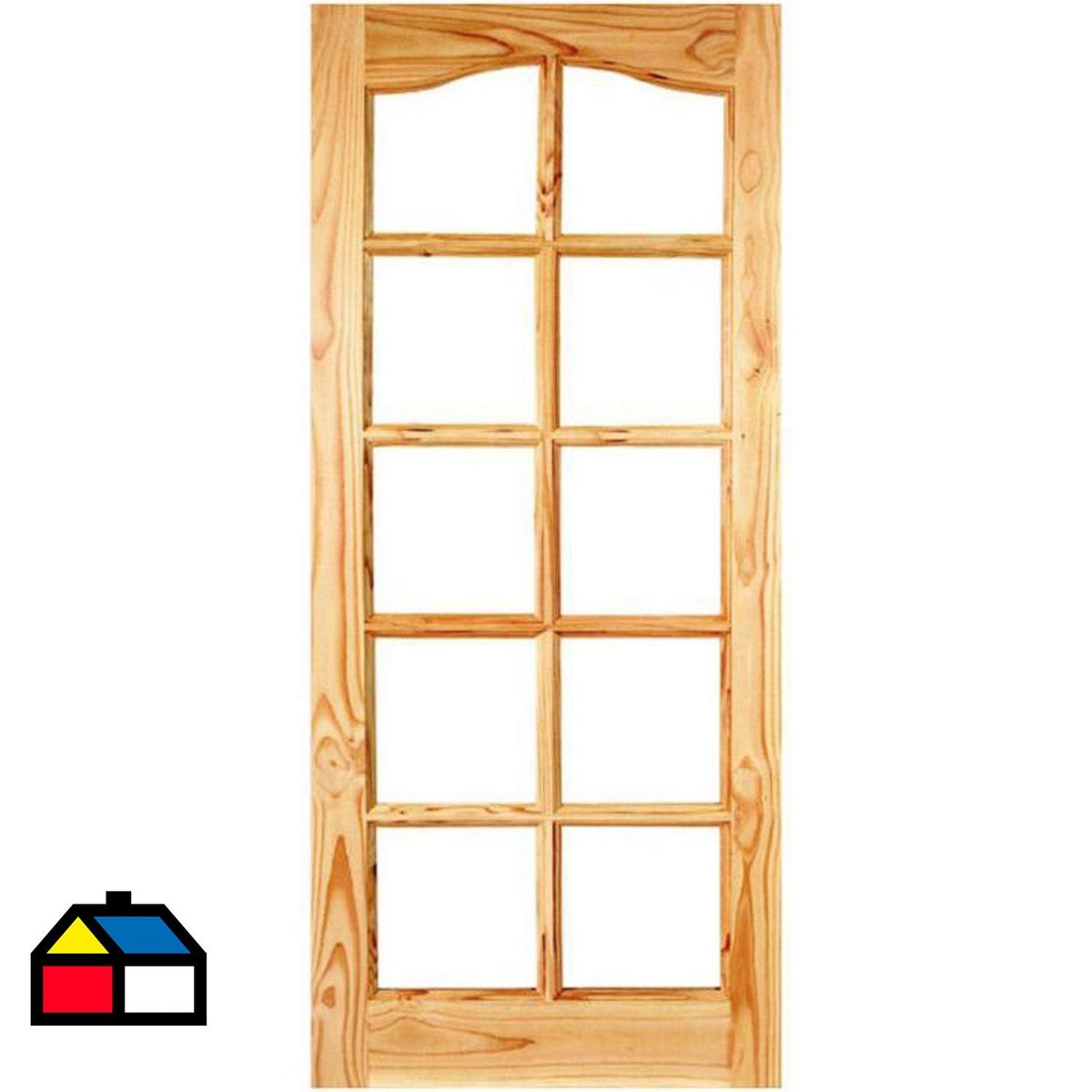 HOLZTEK - Puerta Vidriada Sin Vidrio Madera pino oregón 70x210 cm Rinihue 165 Natural