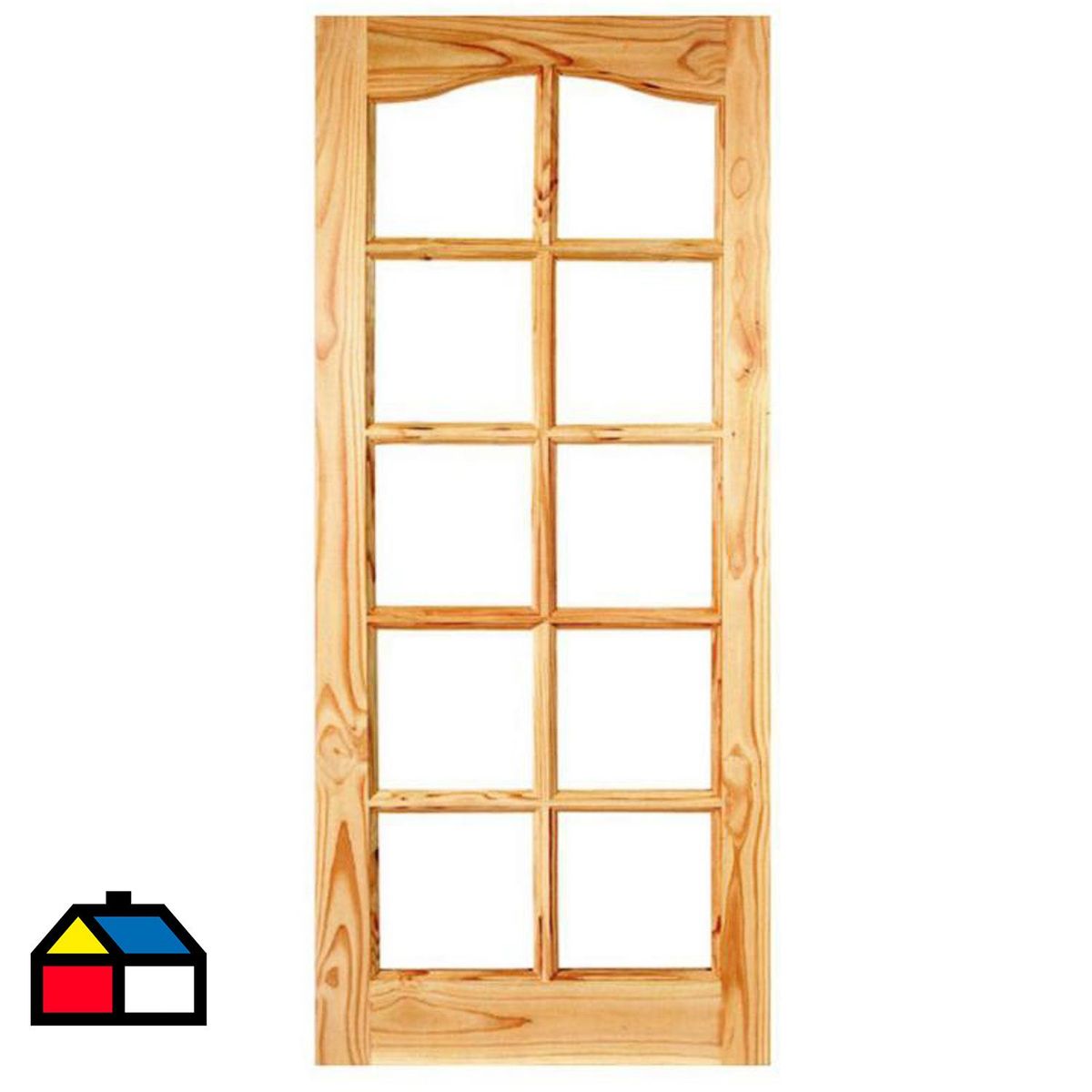 HOLZTEK - Puerta Vidriada Sin Vidrio Madera pino oregón 90x210 cm Rinihue 165 Natural