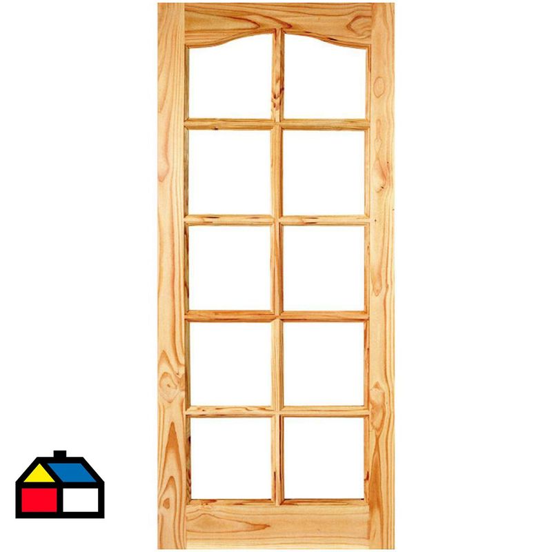 HOLZTEK - Puerta Vidriada Sin Vidrio Madera pino oregón 100x210 cm Rinihue 165 Natural