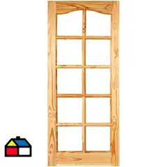 HOLZTEK - Puerta Vidriada Sin Vidrio Madera pino oregón 85x220 cm Rinihue 165 Natural