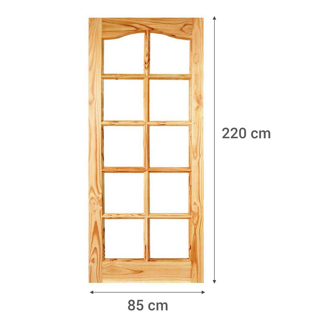 HOLZTEK - Puerta Vidriada Sin Vidrio Madera pino oregón 80x200 cm Rinihue 165 Natural