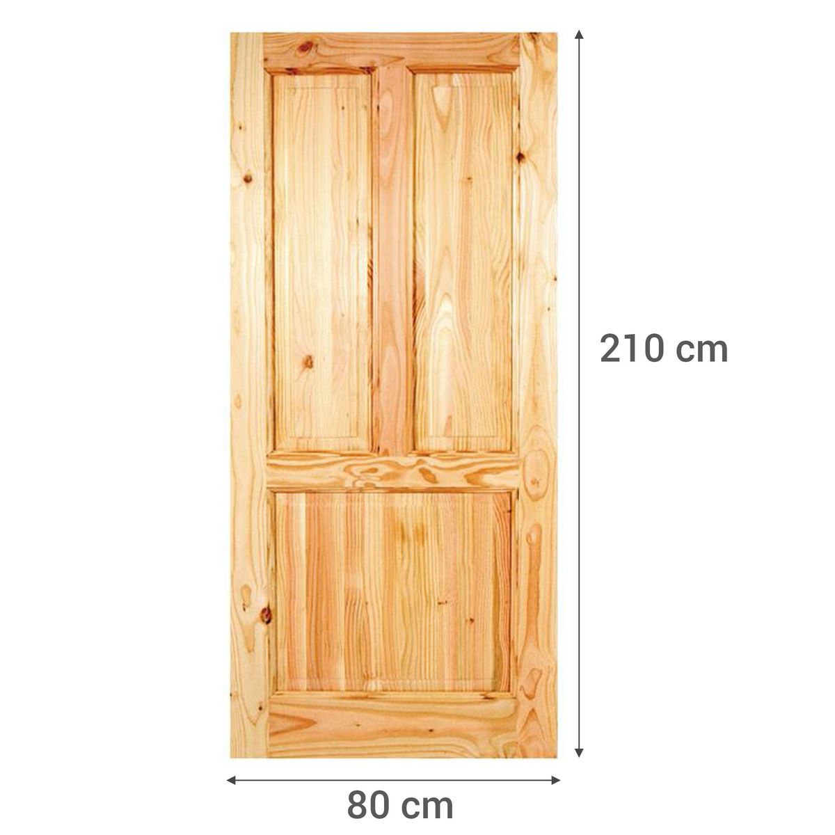 HOLZTEK - Puerta Exterior Madera pino oregón 80x210 cm Modelo 110 Natural