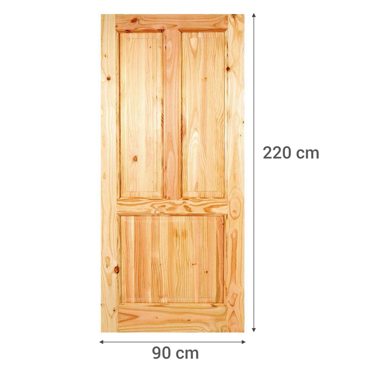 HOLZTEK - Puerta Exterior Madera pino oregón 90x220 cm Modelo 110 Natural