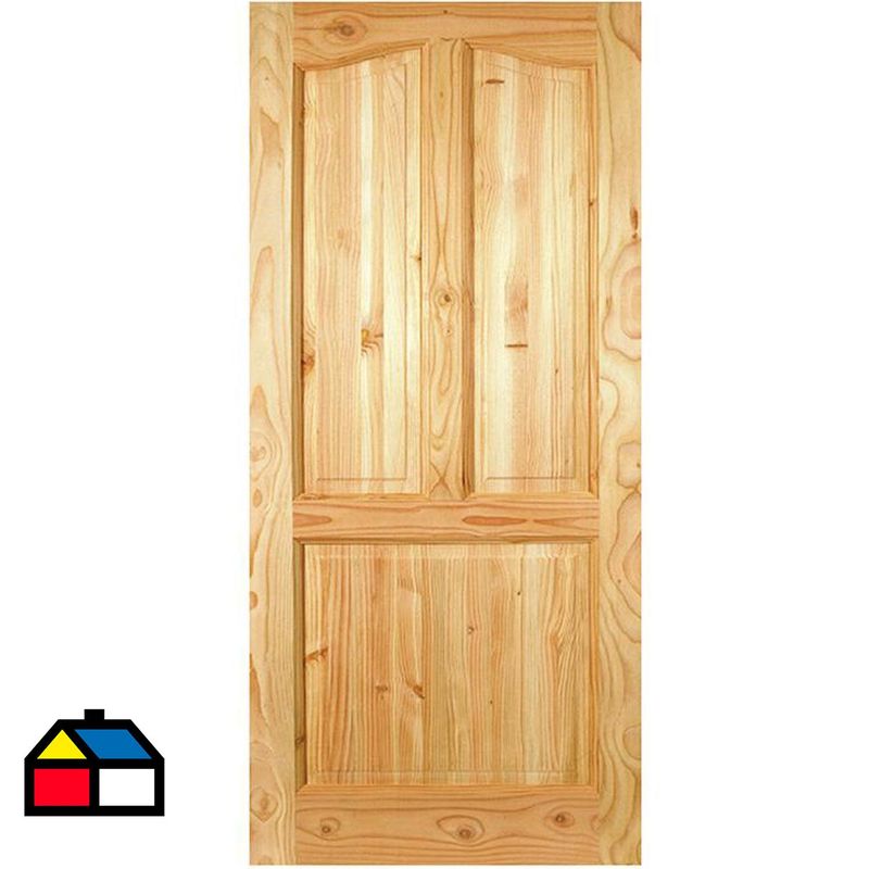 HOLZTEK - Puerta Exterior Madera pino oregón 80x210 cm Calafquen 112 Natural