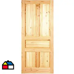 HOLZTEK - Puerta Exterior Madera pino oregón 85x200 cm Ranco 130 Natural