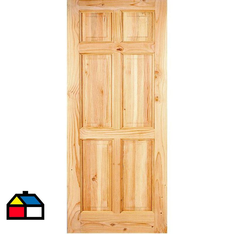 HOLZTEK - Puerta Exterior Madera pino oregón 70x200 cm Maihue 150 Natural