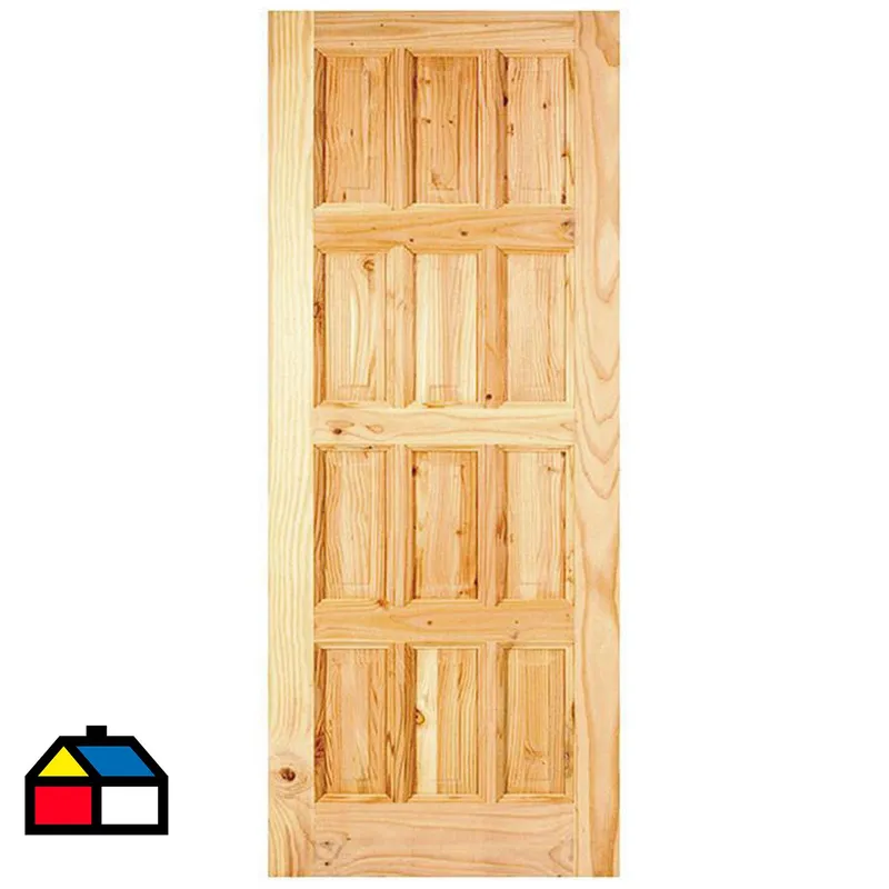 HOLZTEK - Puerta Exterior Madera pino oregón 80x200 cm Maihue 151 Natural