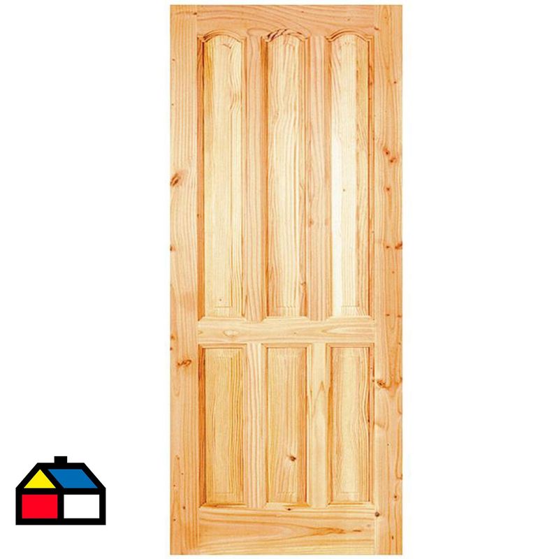 HOLZTEK - Puerta Exterior Madera pino oregón 80x200 cm Maihue 152 Natural