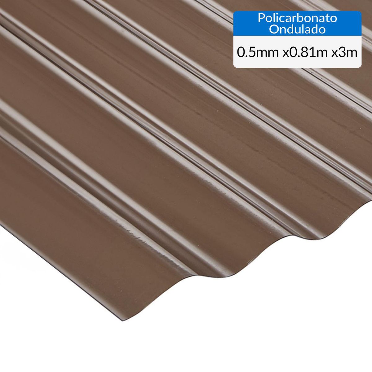 GENERICO - Plancha Policarbonato Ondulada 0.5 mm 81x300 cm Bronce
