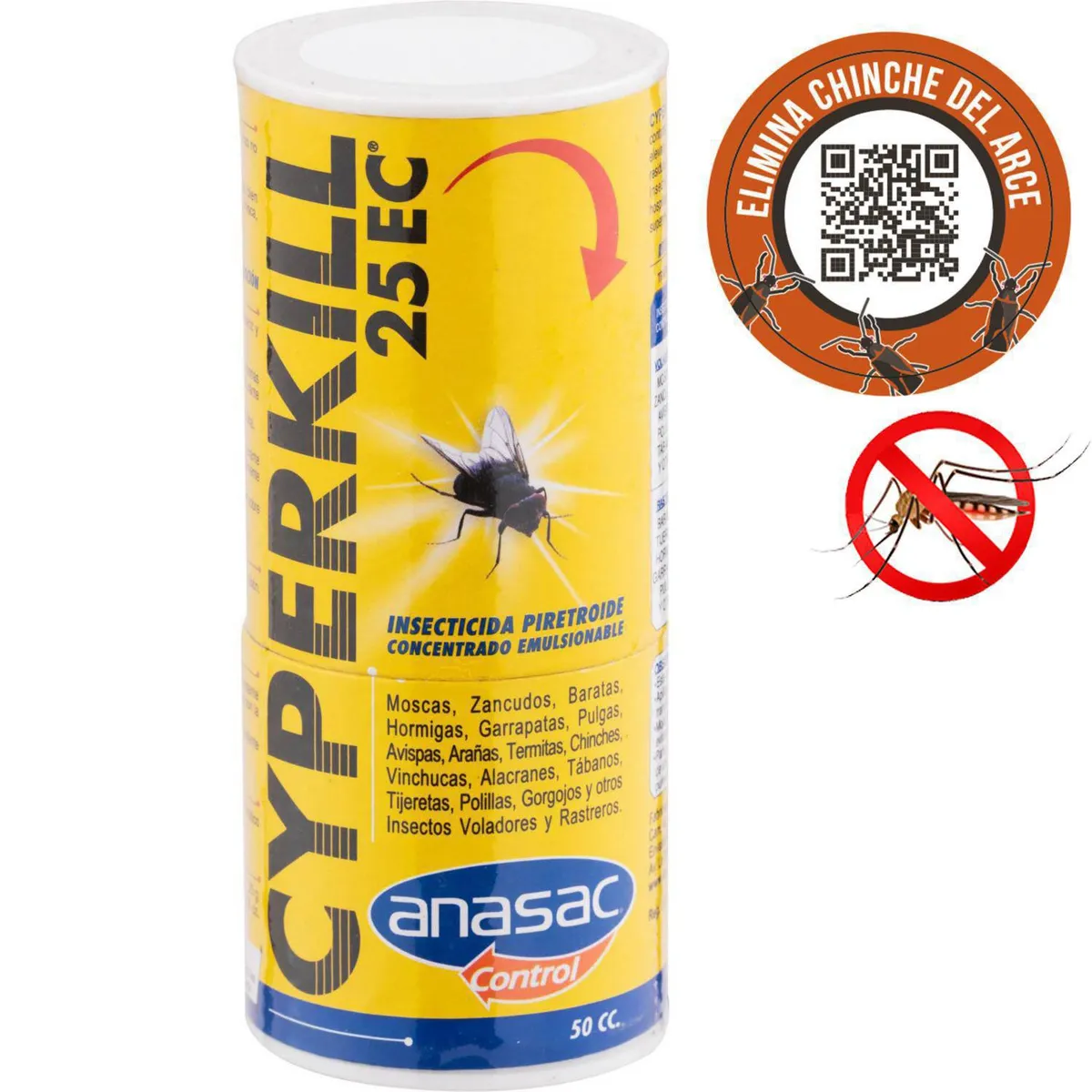 ANASAC - Insecticida Cyperkill 25 EC 50 cc plagas hogar