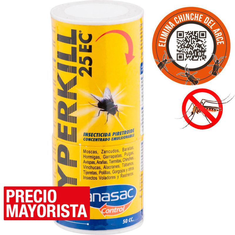 ANASAC - Insecticida Cyperkill 25 EC 50 cc plagas hogar