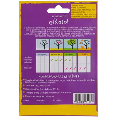 Imagen 2 del producto Semilla Flor Girasol 3 gr Sachet