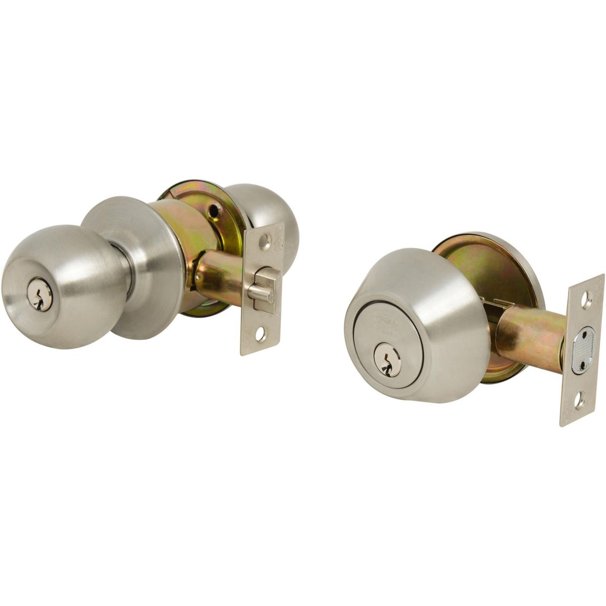 POLI - Kit cerradura de pomo acceso + cerrojo acero inoxidable