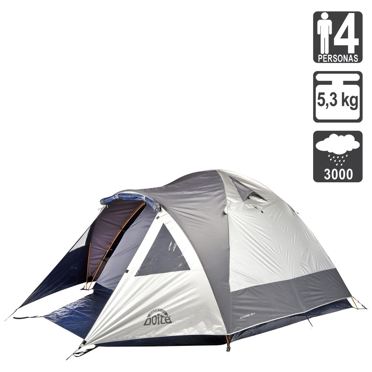 DOITE - Carpa Camping Highland 4 Personas Gris