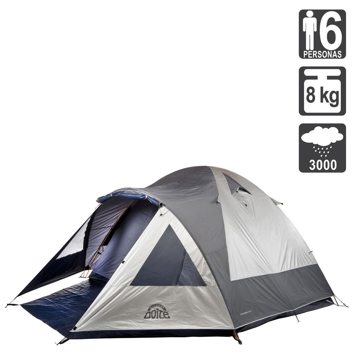 DOITE - Carpa Camping Highland 6 Personas Gris