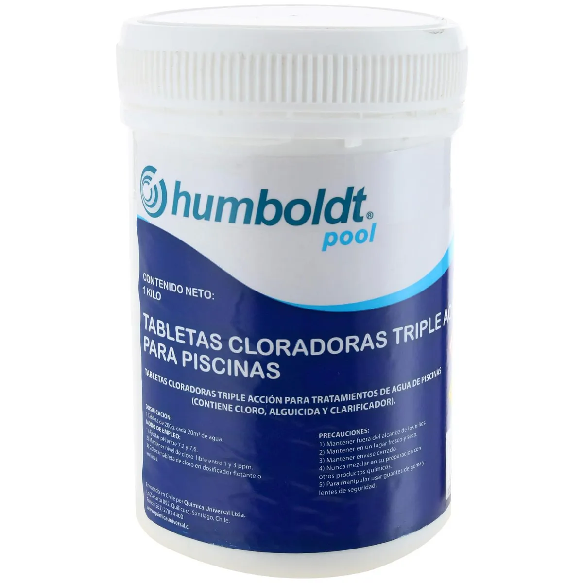 HUMBOLDT - Cloro para Piscinas Tripleacción Tableta 1 kg Frasco (plástico/vidrio)