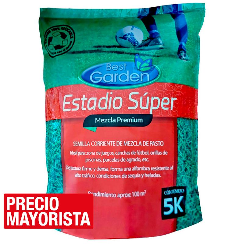 BEST GARDEN - Semilla de Pasto Estadio Súper Premium 5 kg Saco