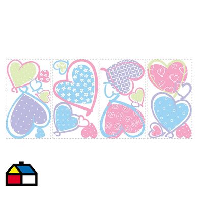 Sticker decorativo corazones 16 unidades
