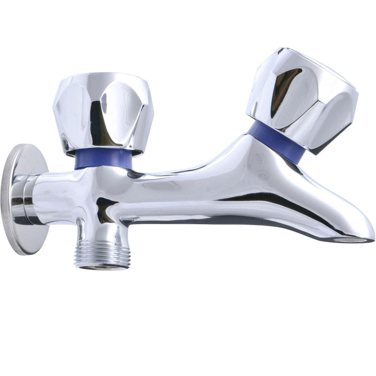 NIBSA - Llave Dúplex para Lavadora  Plateado/ Zincado