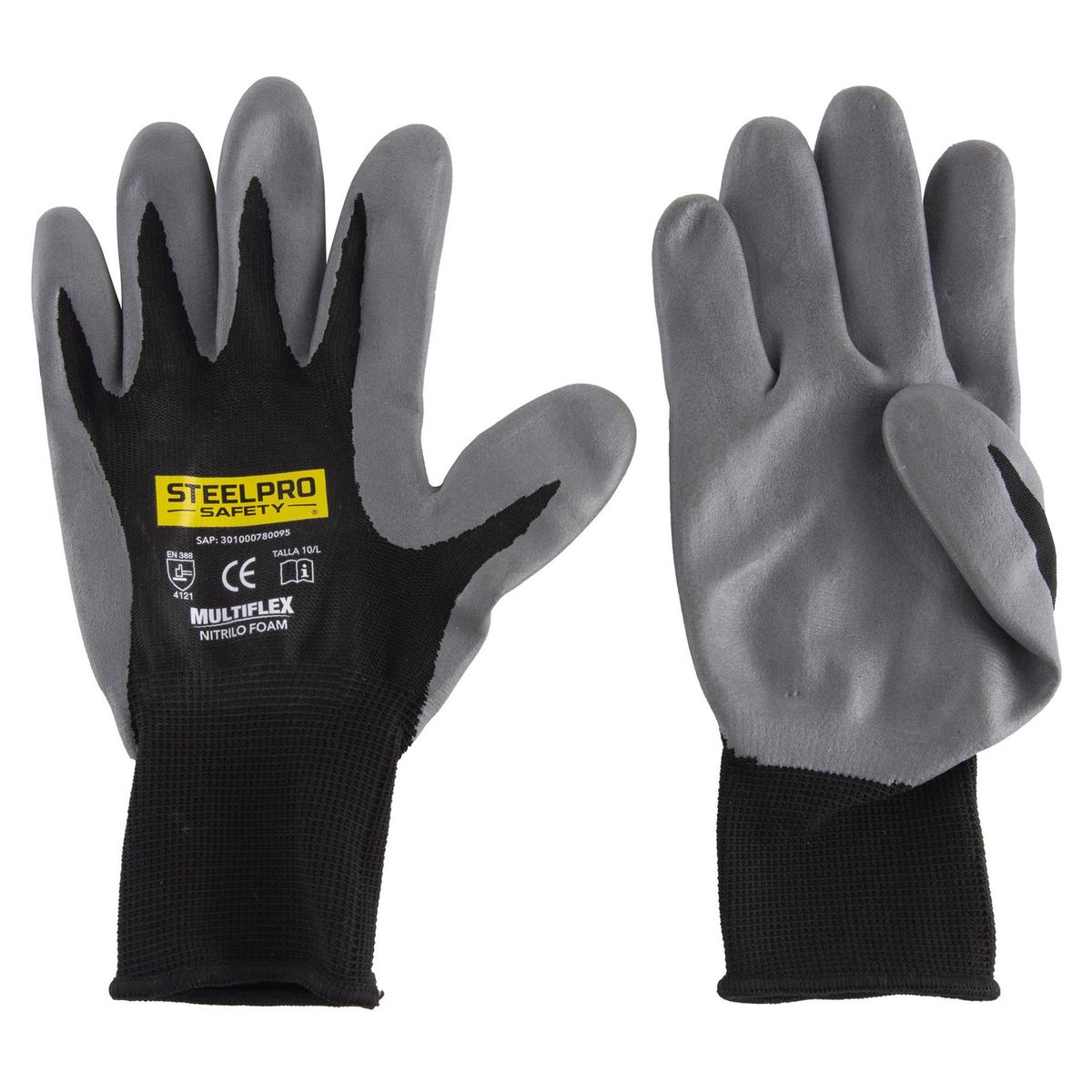 STEELPRO - Guante Multiflex Palma Nitrilo Foam de Nitrilo Talla única Negro