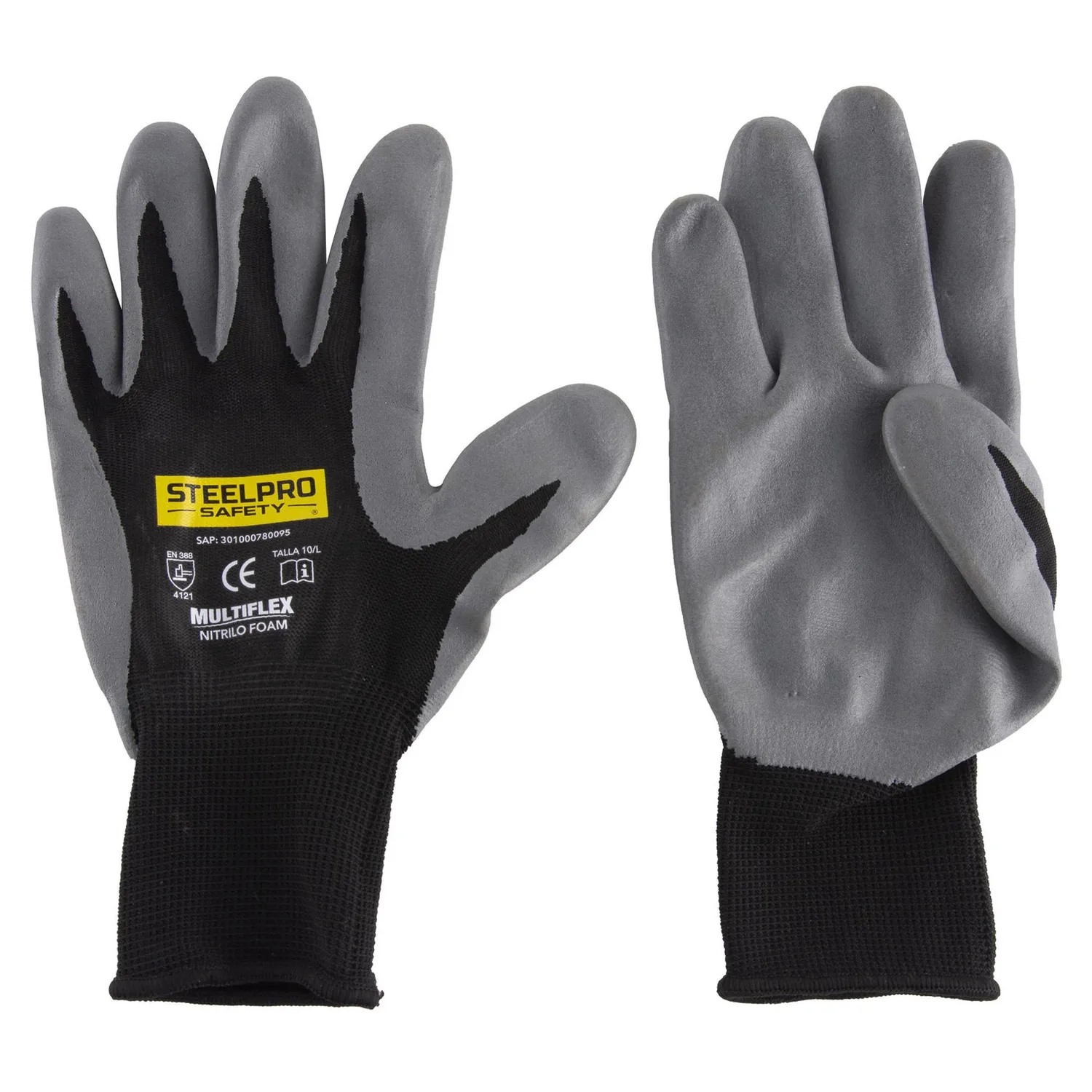 STEELPRO - Guante Multiflex Palma Nitrilo Foam de Nitrilo Talla única Negro