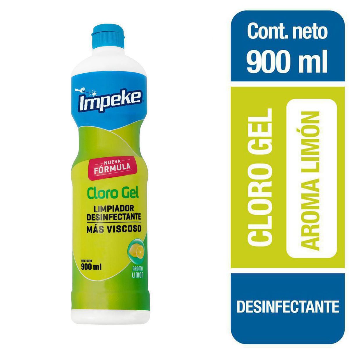 IMPEKE - Cloro Impeke Limón 900 ml Limpiador Desinfectante Hogar