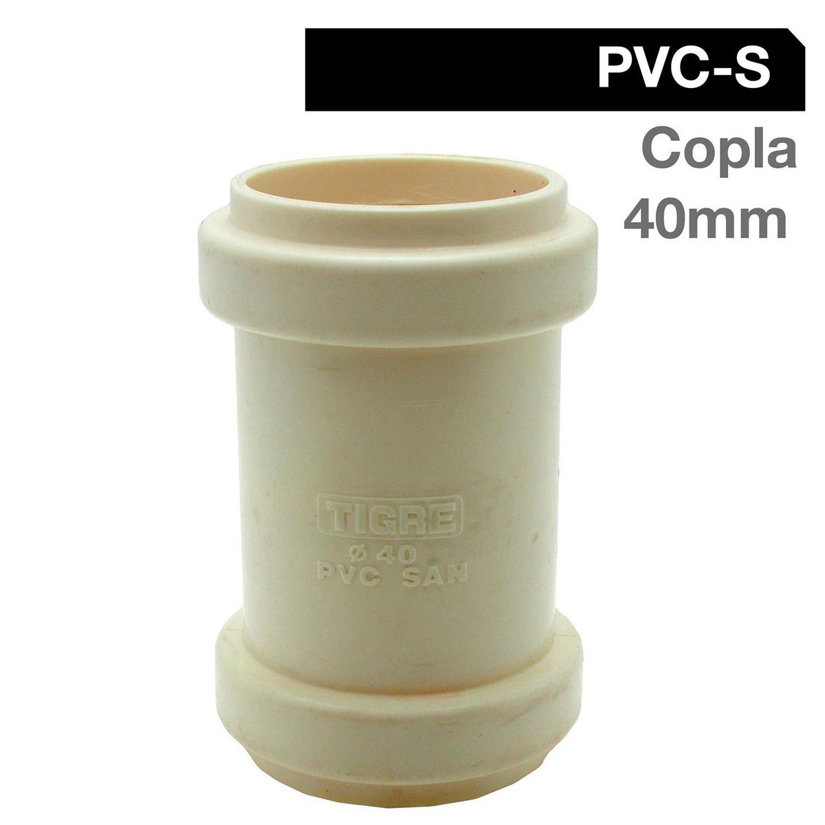 TIGRE - Copla PVC-S Bco c/goma 40mm Blanco 1u