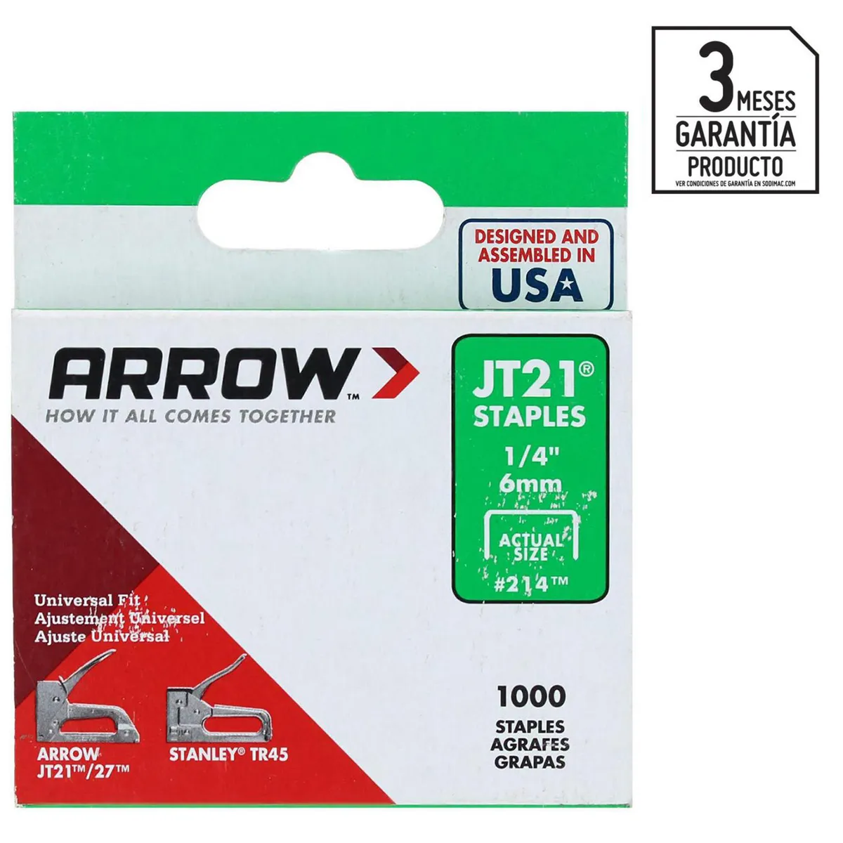 ARROW - Grapa 1/4" 1000 unidades