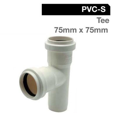 Tee PVC-S Bco c/goma 75mm x 75mm Blanco 1u