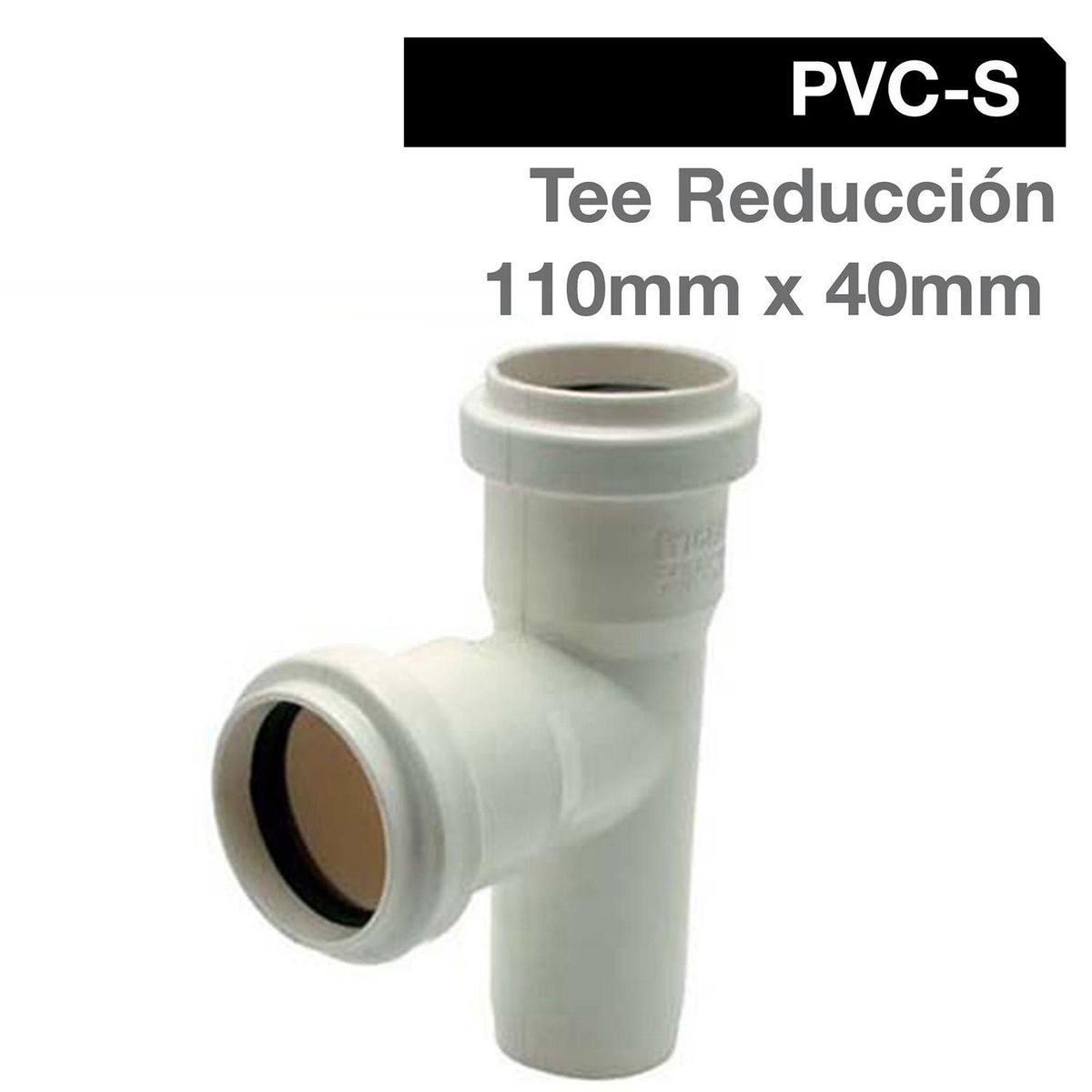 TIGRE - Tee Reducción PVC-S Bco c/goma 110mm x 40mm Blanco 1u
