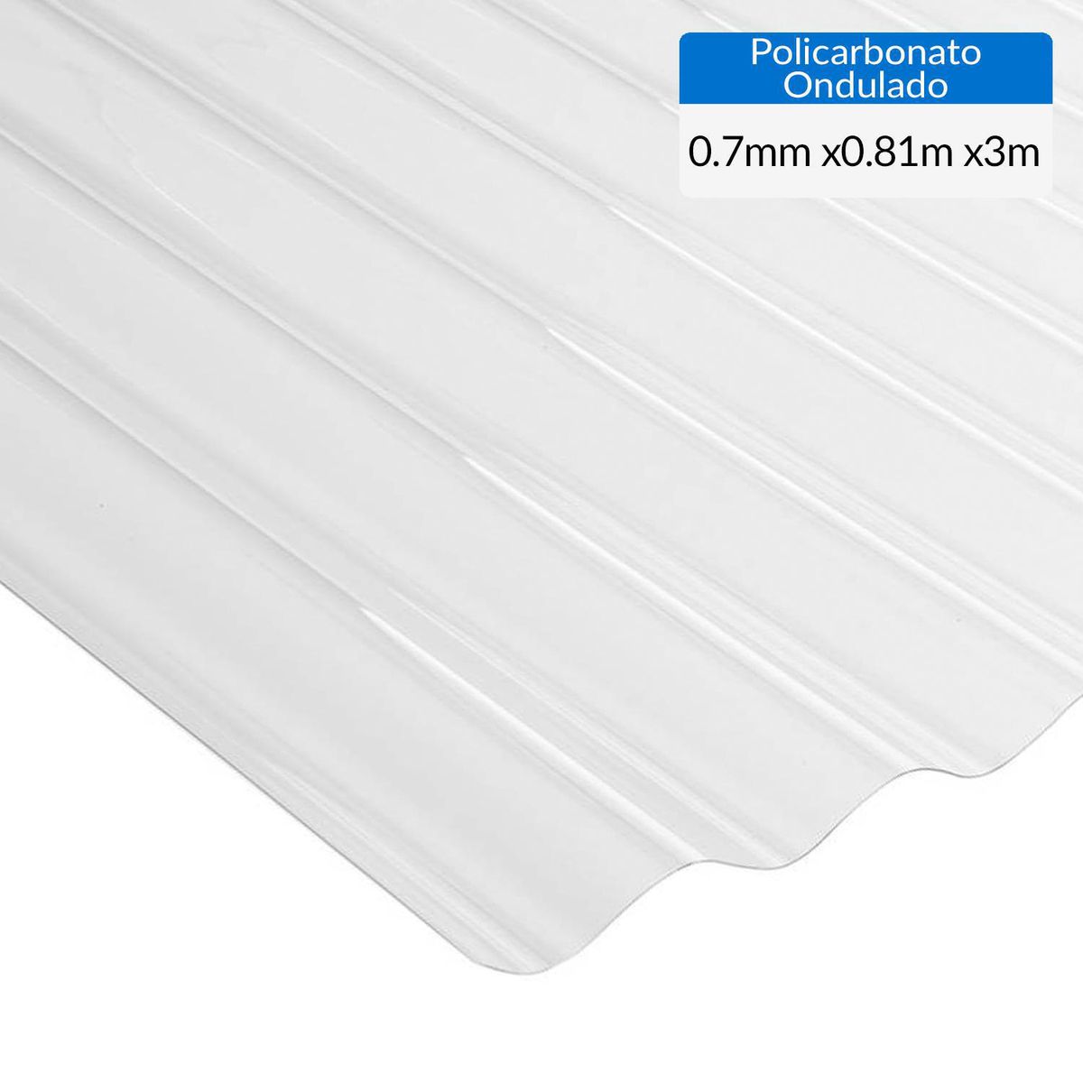 GENERICO - Plancha Policarbonato Ondulada 0.7 mm 81x300 cm Transparente