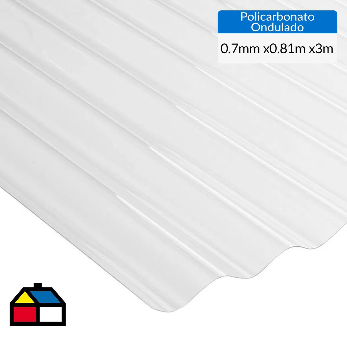 GENERICO - Plancha Policarbonato Ondulada 0.7 mm 81x300 cm Transparente