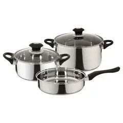FANTUZZI - Batería de Cocina 5 Piezas Acero Plateado