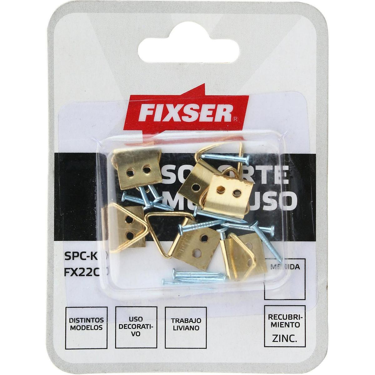 FIXSER - Soporte multiuso 10x19 mm 6 unidades con clavos