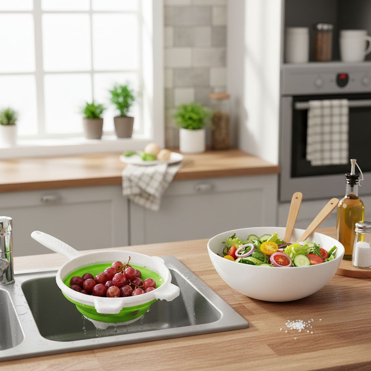 CASA BONITA - Colador 35 cm Blanco/Verde