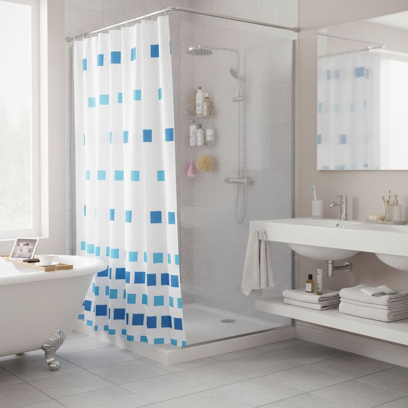 JUST HOME COLLECTION - Cortina de baño Mosaico poliéster 180x178 cm