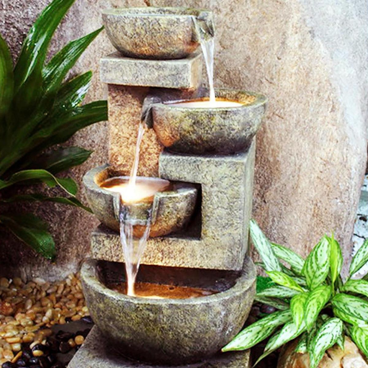 JUST HOME COLLECTION - Fuente de agua Granada de poliresina 85 cm