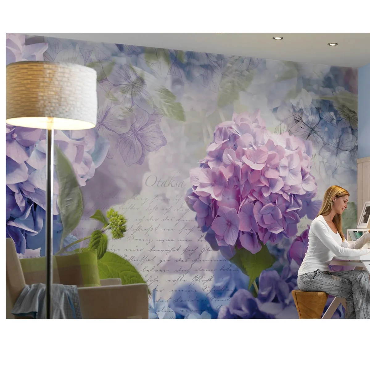 MURESCO - Papel Fotomural 8 Paneles Hortensia 8705 9,34 m2