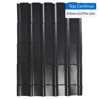 Teja continua curva Acero/Zinc 1.075x2 m 0.4 mm Negro