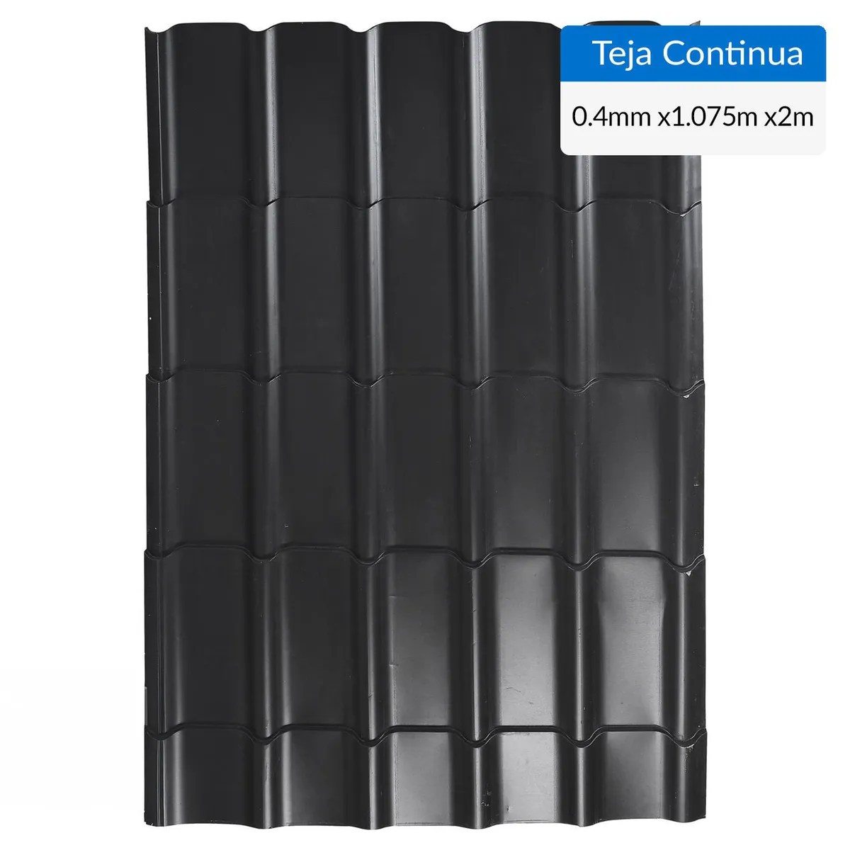 INSTAPANEL - Teja continua curva Acero/Zinc 1.075x2 m 0.4 mm Negro